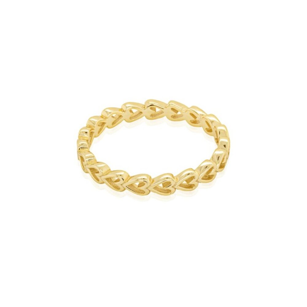 NWT Bella Eternity Heart Band Ring // 14kt Gold Vermeil (Size 7)